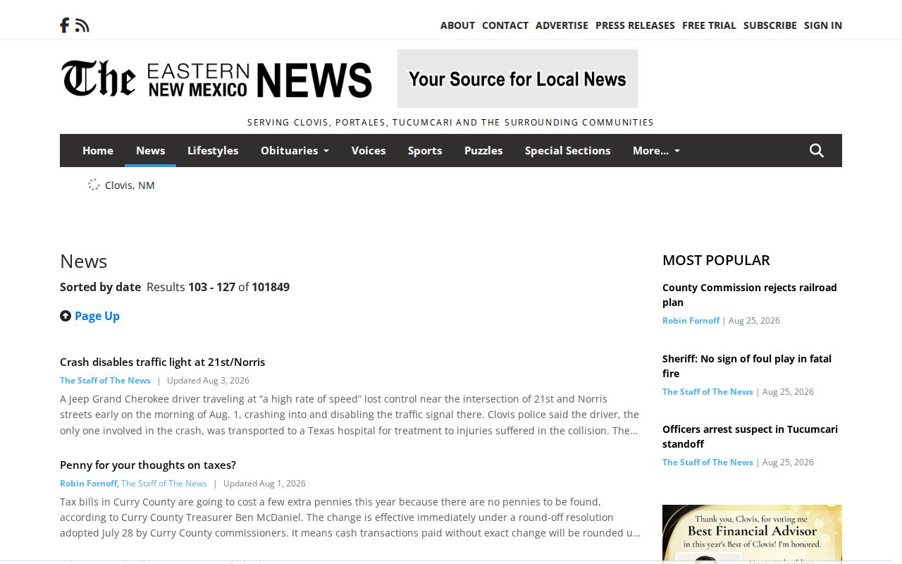 De Baca County crime news record context from Eastern New Mexico News